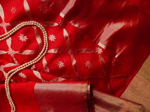 Bridal Lehenga Saree — Crimson Zardozi