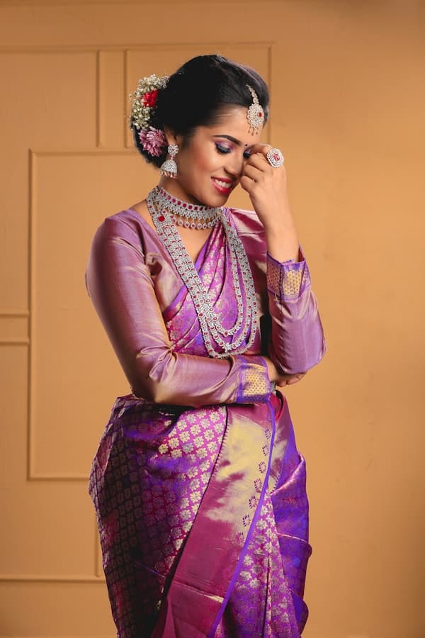 Handwoven silk saree, draped